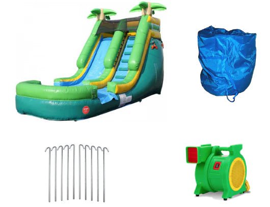 Moonwalk USA Inflatable Slide 13'H Palm Tree Inflatable Slide Wet/Dry W-353