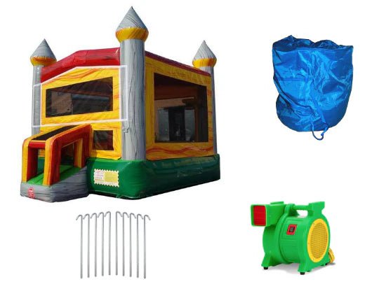Moonwalk USA Inflatable Bouncers 14' Rocky Castle Commercial Bounce House B-322