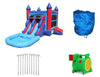 Moonwalk USA Inflatable Bouncers 2-Lane Red n Blue Castle Combo with Pool - Wet n Dry C-184