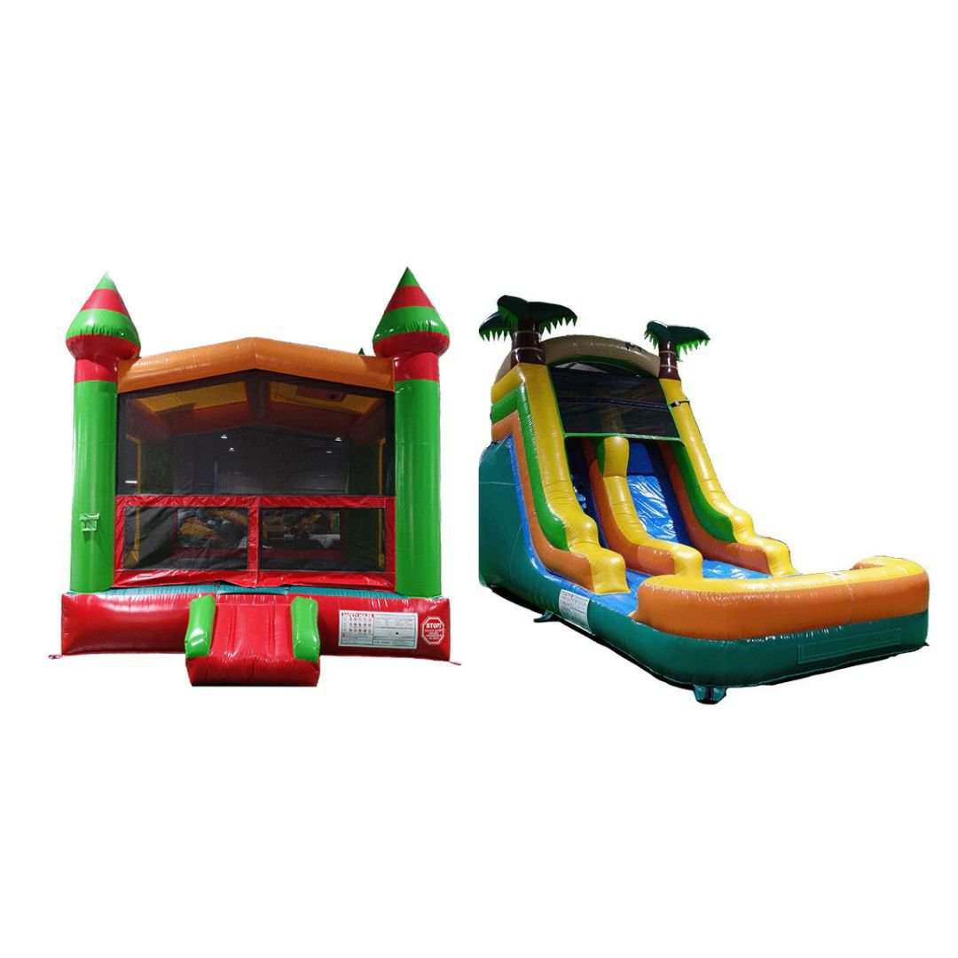 Eagle Bounce Residential Bounce House Fiesta Bouncer / Palm Tree Slide Eagle Bounce Dura Lite Bouncer & Water Slide Package PKG-A