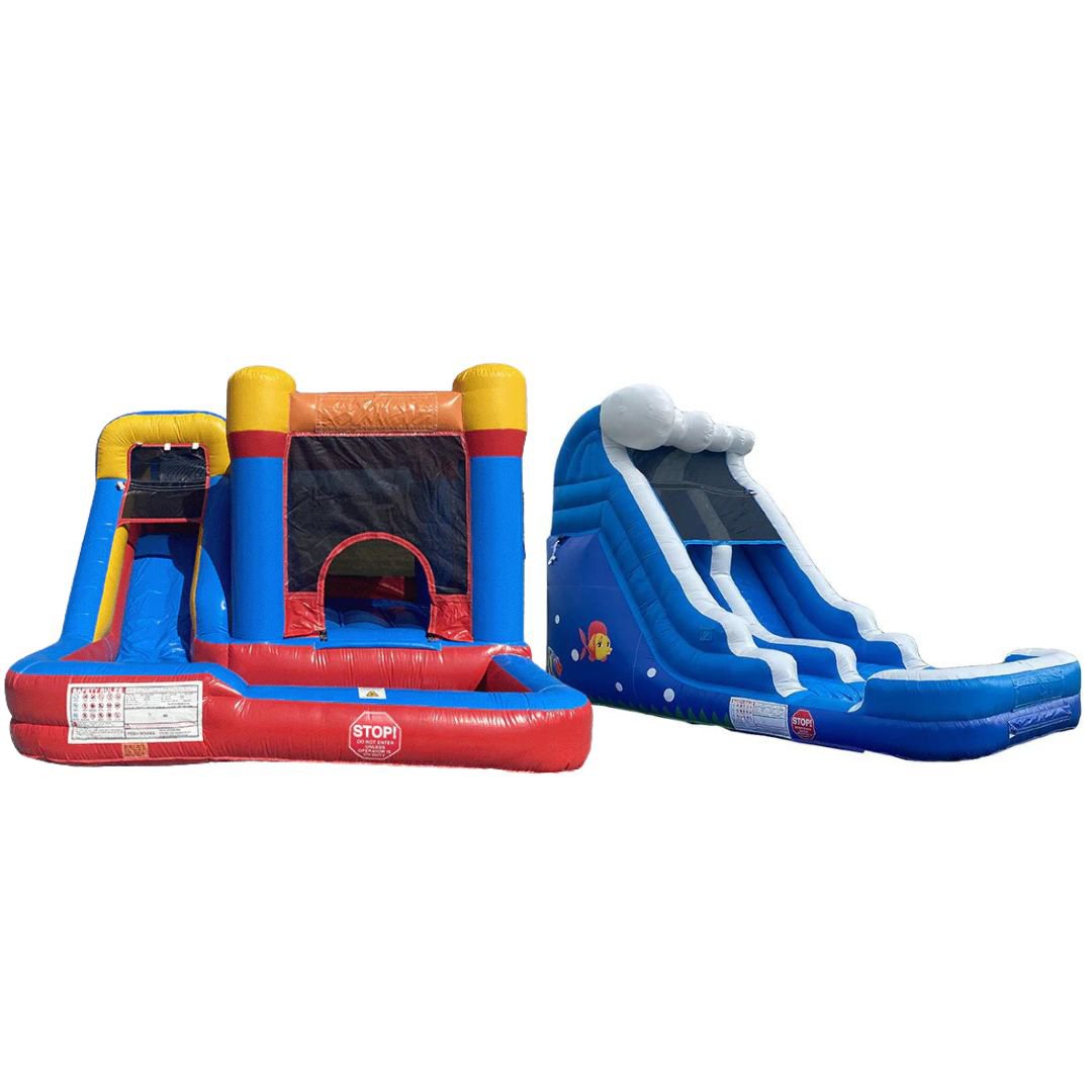 Eagle Bounce Residential Bounce House Red n Blue Bouncer / Ocean Slide Eagle Bounce Combo Bouncer & Water Slide Package PKG-C