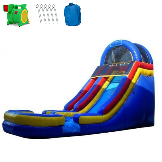 Moonwalk USA Inflatable Slide 18'H Cool Blue Inflatable Slide Wet n Dry W-238