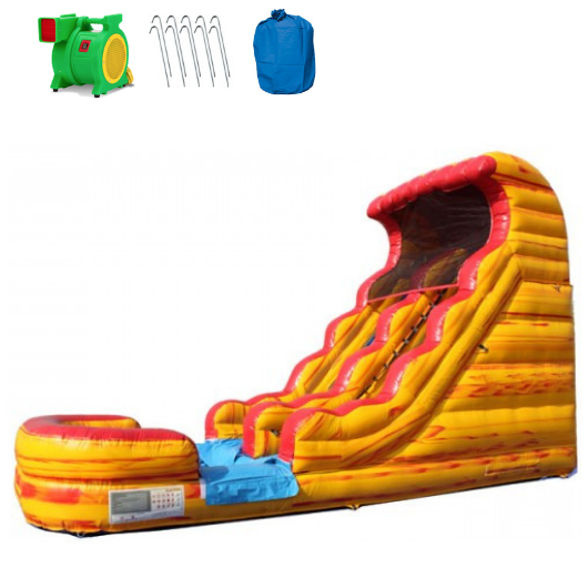 Moonwalk USA Inflatable Slide 18'H Volcano Inflatable Slide Wet n Dry W-065