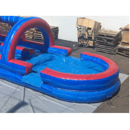 Moonwalk USA Inflatable Slide Dual Lane Tsunami Inflatable Slip N Slide with Pool W-668