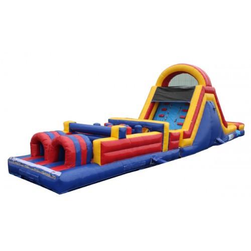 Moonwalk USA Inflatable Slide 45'L x 12'H Wet n Dry Obstacle Course Red O-124-R