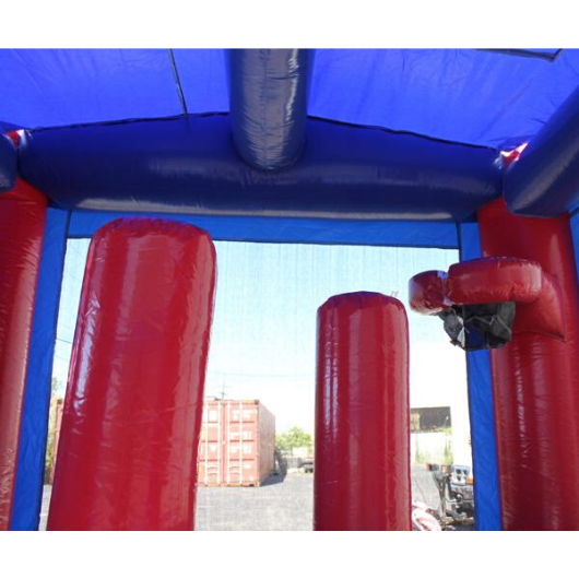 Moonwalk USA Commercial Bounce House 2-Lane Red n Blue Castle Combo with Pool - Wet n Dry C-184