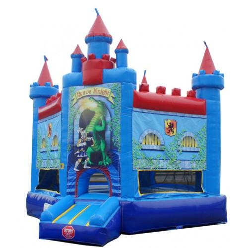 Moonwalk USA Inflatable Slide Brave Knight Castle Commercial Bounce House T-010