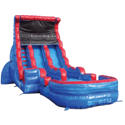 Moonwalk USA Inflatable Slide 19'H Tsunami Dual Lane Inflatable Wet/Dry Slide With Pool W-357
