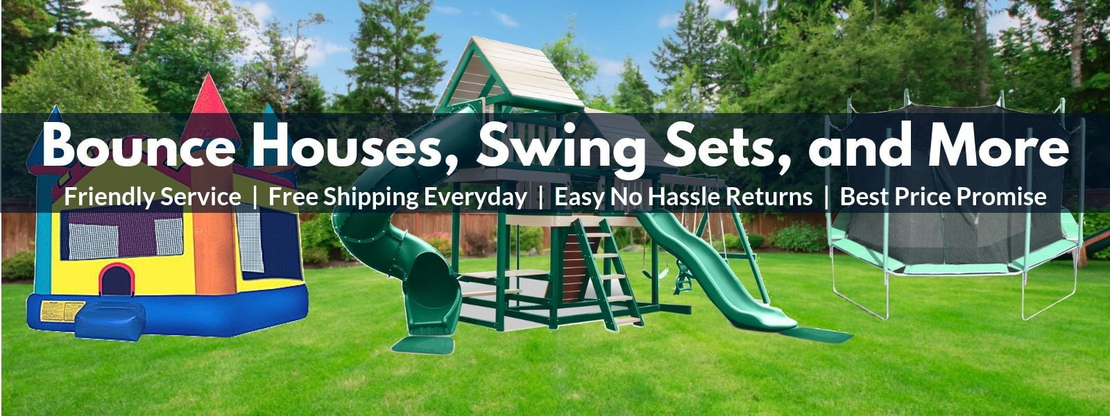 bounce houses, swing sets, and outdoor play equipment