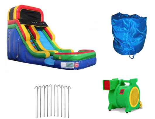 Moonwalk USA Inflatable Bouncers 16'H Rainbow Inflatable Slide Wet n Dry W-219