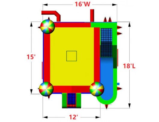 Moonwalk USA Inflatable Bouncers 4-in-1 Commercial Bounce House Combo Wet n Dry C-142