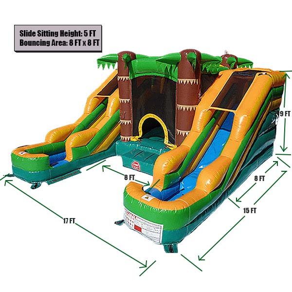 Eagle Bounce Residential Bounce House Eagle Bounce Dual Lane Palm Tree Combo Bouncer & Slide TB-C-010
