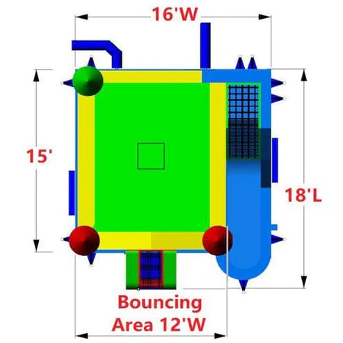 Moonwalk USA Inflatable Bouncers Rainbow Castle Combo Bouncer Wet n Dry C-141