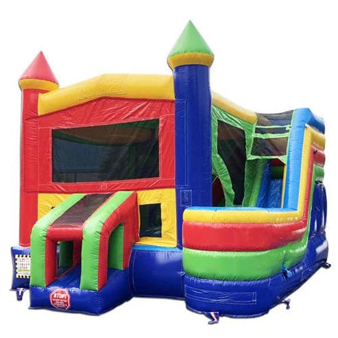Moonwalk USA Inflatable Bouncers Rainbow Castle Combo Bouncer Wet n Dry C-141