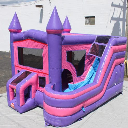 Moonwalk USA Inflatable Bouncers Pink Castle Combo Bouncer Wet n Dry C-144