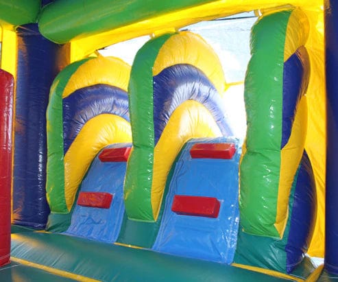 Moonwalk USA Inflatable Bouncers 2-Lane Green n Blue Combo Bouncer w/ Pool C-183