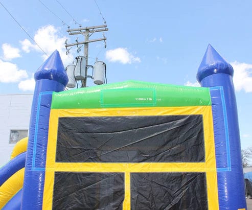 Moonwalk USA Inflatable Bouncers 2-Lane Green n Blue Combo Bouncer w/ Pool C-183