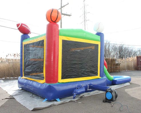 Moonwalk USA Inflatable Bouncers 2-Lane Sports Combo Bouncer w/ Pool C-186