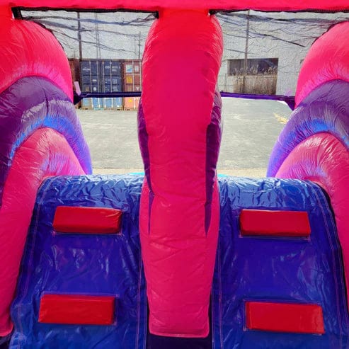 Moonwalk USA Inflatable Bouncers 2-Lane Pink Castle Combo Bouncer w/ Pool C-187