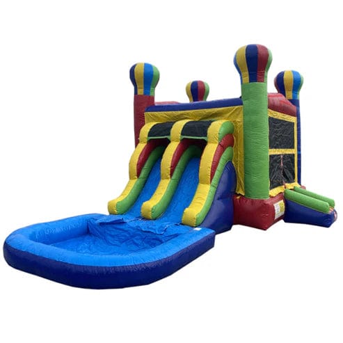Moonwalk USA Inflatable Bouncers 2-Lane Balloon Combo Bouncer Bouncer w/ Pool C-188