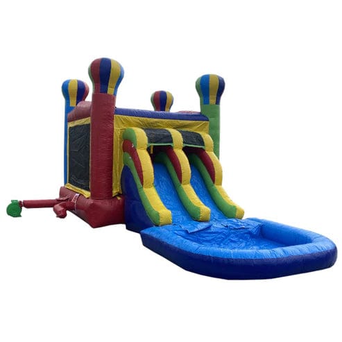 Moonwalk USA Inflatable Bouncers 2-Lane Balloon Combo Bouncer Bouncer w/ Pool C-188