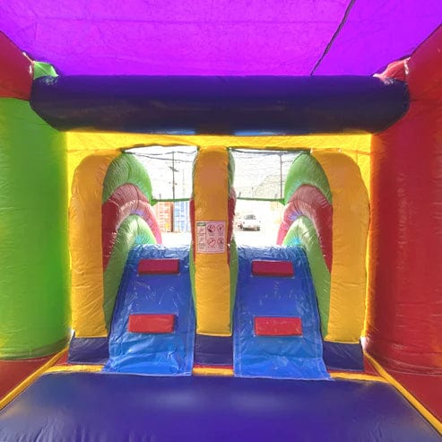 Moonwalk USA Inflatable Bouncers 2-Lane Balloon Combo Bouncer Bouncer w/ Pool C-188