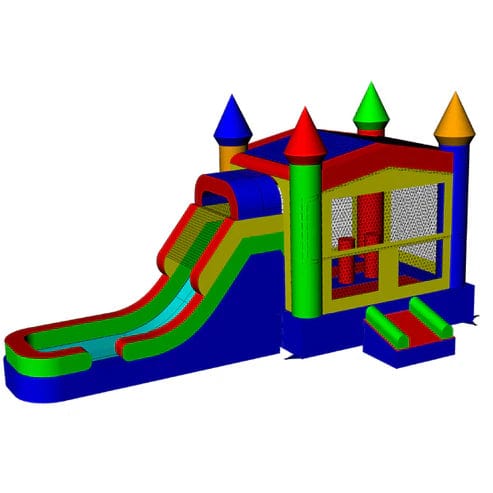 Moonwalk USA Inflatable Bouncers Rainbow Combo Bouncer Wet n Dry C-232