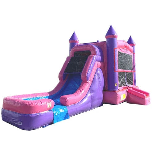 Moonwalk USA Inflatable Bouncers Pink Castle Combo Bouncer (Medium) Wet n Dry C-233