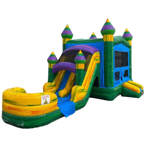 Moonwalk USA Inflatable Bouncers 2-Lane Green Combo Bouncer Wet n Dry C-284