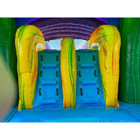 Moonwalk USA Inflatable Bouncers 2-Lane Green Combo Bouncer Wet n Dry C-284