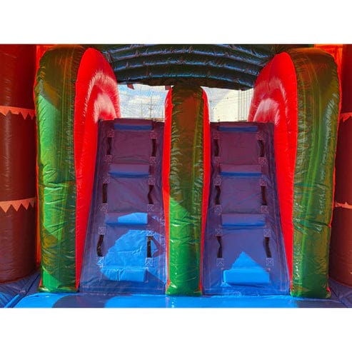 Moonwalk USA Inflatable Bouncers 2-Lane Palm Tree Combo Bouncer Wet n Dry C-288