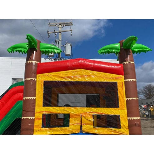Moonwalk USA Inflatable Bouncers 2-Lane Palm Tree Combo Bouncer Wet n Dry C-288