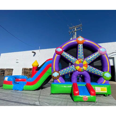 Moonwalk USA Inflatable Bouncers 2-Lane Ferris Wheel Combo Bouncer Wet n Dry C-289