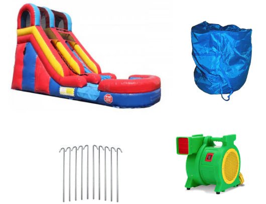 Moonwalk USA Inflatable Bouncers 15'H Commercial Inflatable Slide Wet n Dry