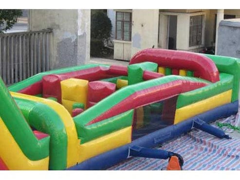 Moonwalk USA Inflatable Bouncers 62'Lx15'H Wet n Dry Obstacle Bouncer - Green O-122-G