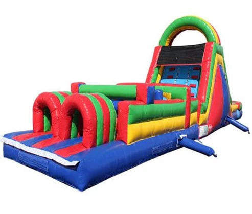 Moonwalk USA Inflatable Bouncers 51'Lx15'H Wet n Dry Obstacle Course Bouncer (Green) O-125-G