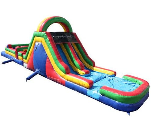 Moonwalk USA Inflatable Bouncers 51'Lx15'H Wet n Dry Obstacle Course Bouncer (Green) O-125-G