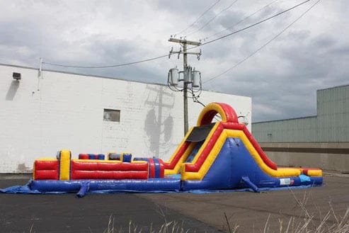 Moonwalk USA Inflatable Bouncers 51'Lx15'H Wet n Dry Obstacle Course Bouncer (Red) O-125-R