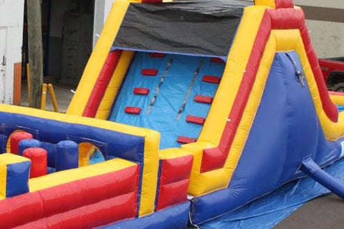 Moonwalk USA Inflatable Bouncers 51'Lx15'H Wet n Dry Obstacle Course Bouncer (Red) O-125-R