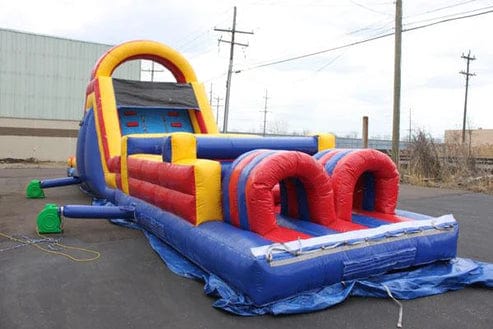 Moonwalk USA Inflatable Bouncers 51'Lx15'H Wet n Dry Obstacle Course Bouncer (Red) O-125-R