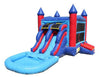 Moonwalk USA Inflatable Bouncers 2-Lane Red n Blue Castle Combo with Pool - Wet n Dry C-184