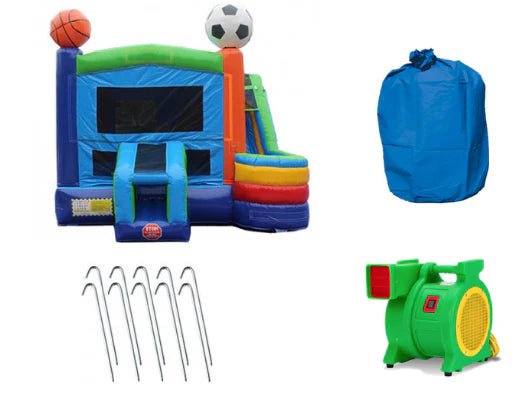 Moonwalk USA Inflatable Bouncers 4-In-1 Sports Commercial Bounce House Combo Wet n Dry C-135