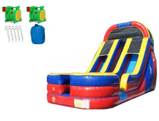 Moonwalk USA Inflatable Bouncers 18'H Dual Lane Commercial Inflatable Water Slide W-031