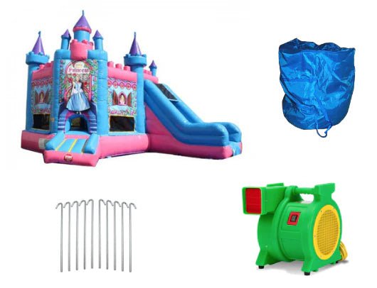 Moonwalk USA Inflatable Bouncers Princess Castle Combo Commercial Bounce House C-035