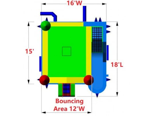 Moonwalk USA Inflatable Bouncers Palm Tree Castle 4-In-1 Commercial Bounce House Combo Wet n Dry C-143