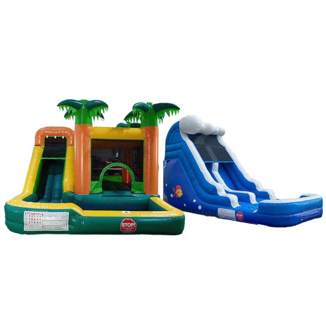 Eagle Bounce Residential Bounce House Palm Tree Bouncer / Ocean Slide Eagle Bounce Combo Bouncer & Water Slide Package PKG-C