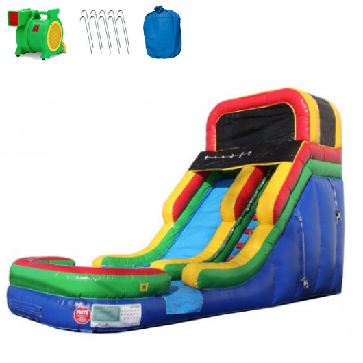 Moonwalk USA Inflatable Slide 16'H Rainbow Inflatable Slide Wet n Dry W-219