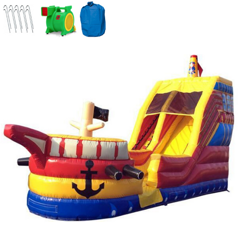 Inflatable Slide - 18'H Pirate Inflatable Water Slide Wet/Dry - The Bounce House Store