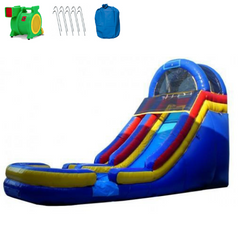 Inflatable Slide - 18'H Cool Blue Inflatable Slide Wet/Dry - The Outdoor Play Store
