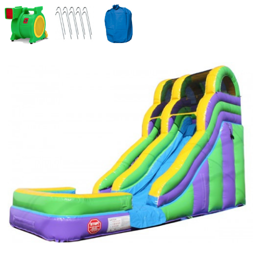 Moonwalk USA Inflatable Slide 18'H Double Dip Inflatable Slide Wet n Dry W-262